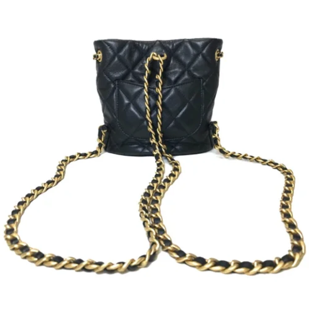 Chanel Vintage Pre-owned Leather backpacks Black Dames