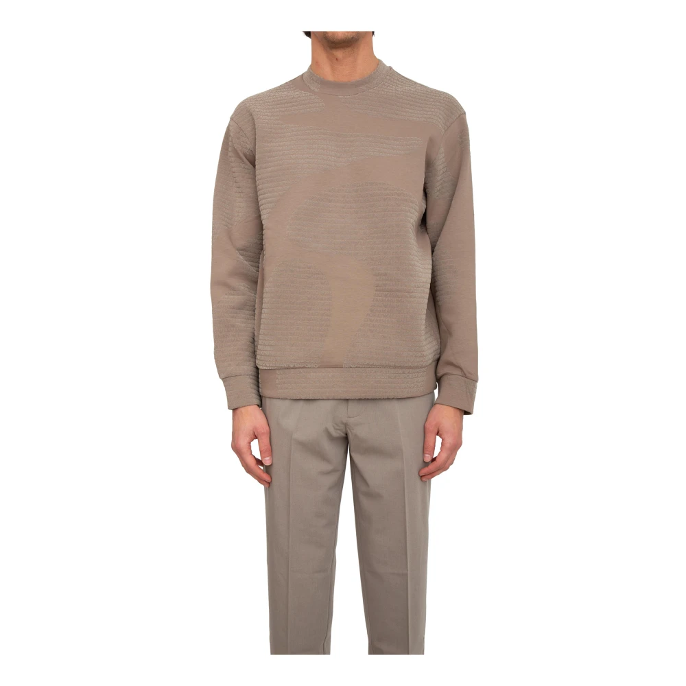 Emporio Armani Mannelijk Beige Sweatshirt Met Ronde Hals