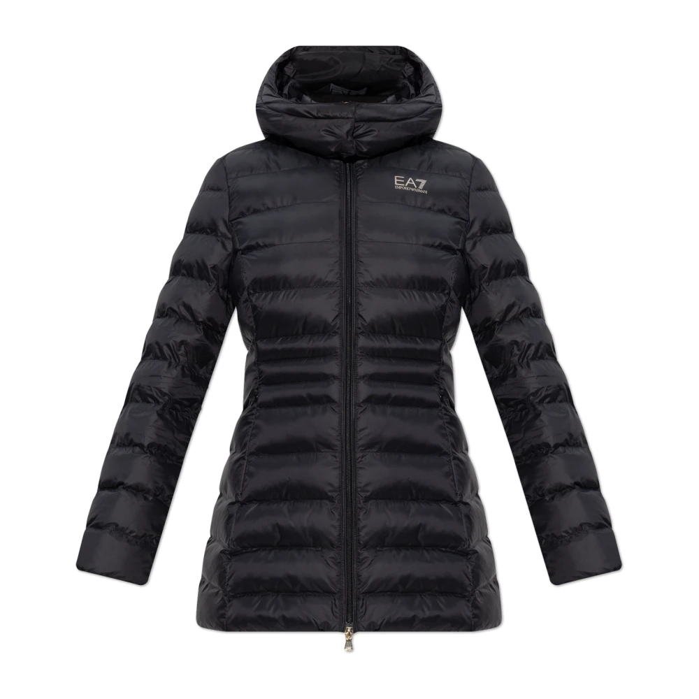 Emporio Armani Ea7 Women's Black Insulated Jacket With Logo - Winter Jackets - M - Jackets