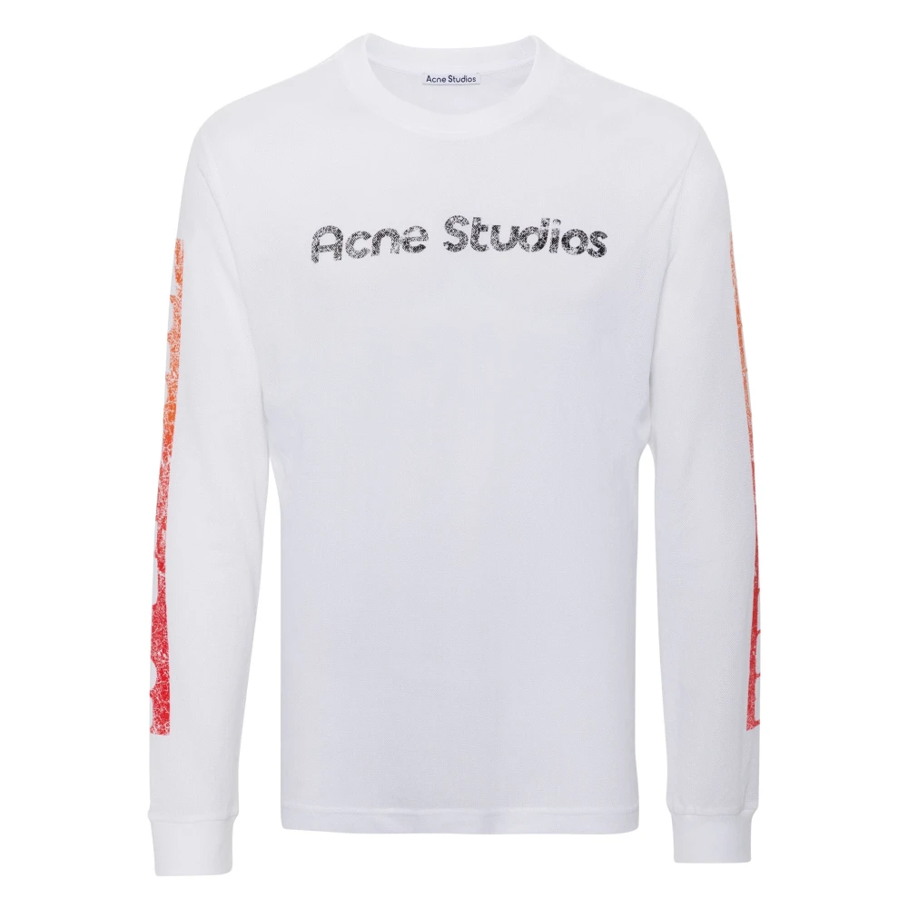 Acne Studios Grafiskt Tryck Långärmad T-Shirt White, Herr