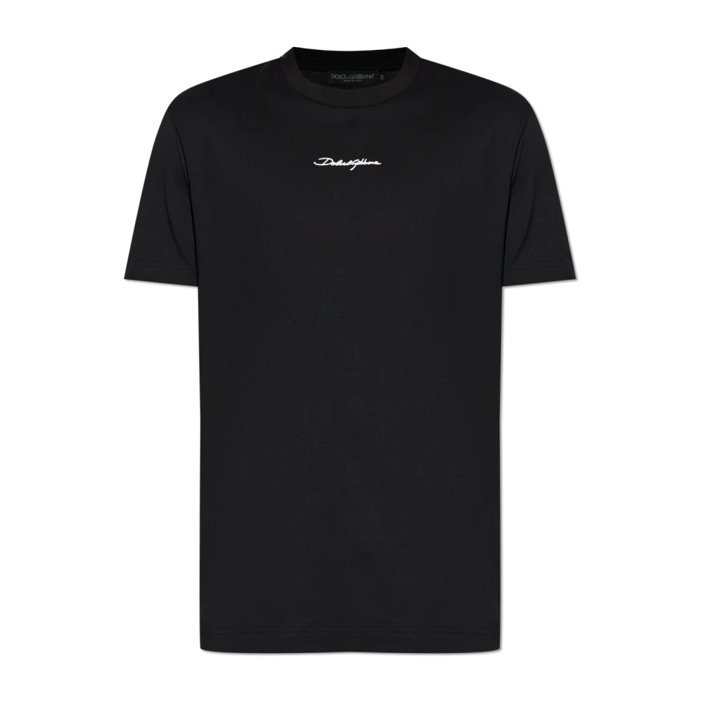 Dolce & Gabbana Men's Black T-Shirts, S, T-Shirt With Embroidered Logo