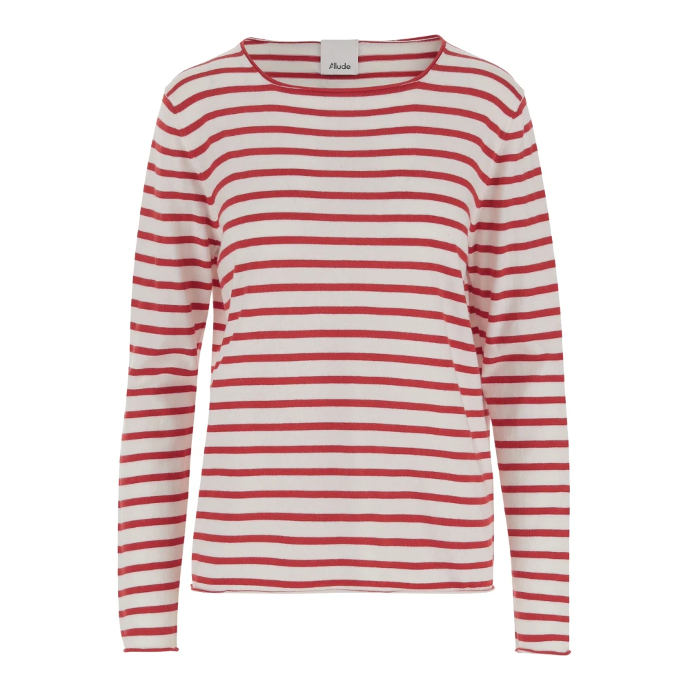 Allude Gestreepte Katoenmix Longsleeve Top Red Dames