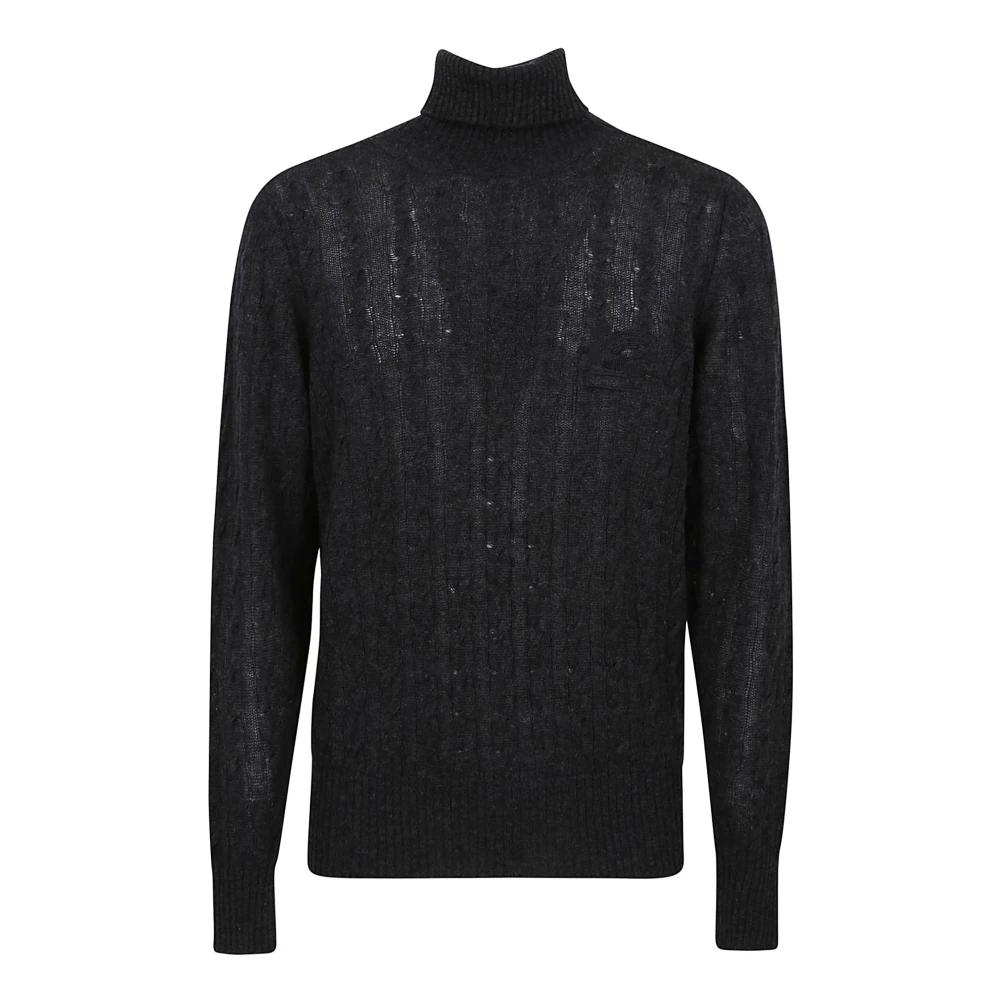 Etro Cashmere Polo Hals Tröja med Pegaso Logo Broderi Black, Herr