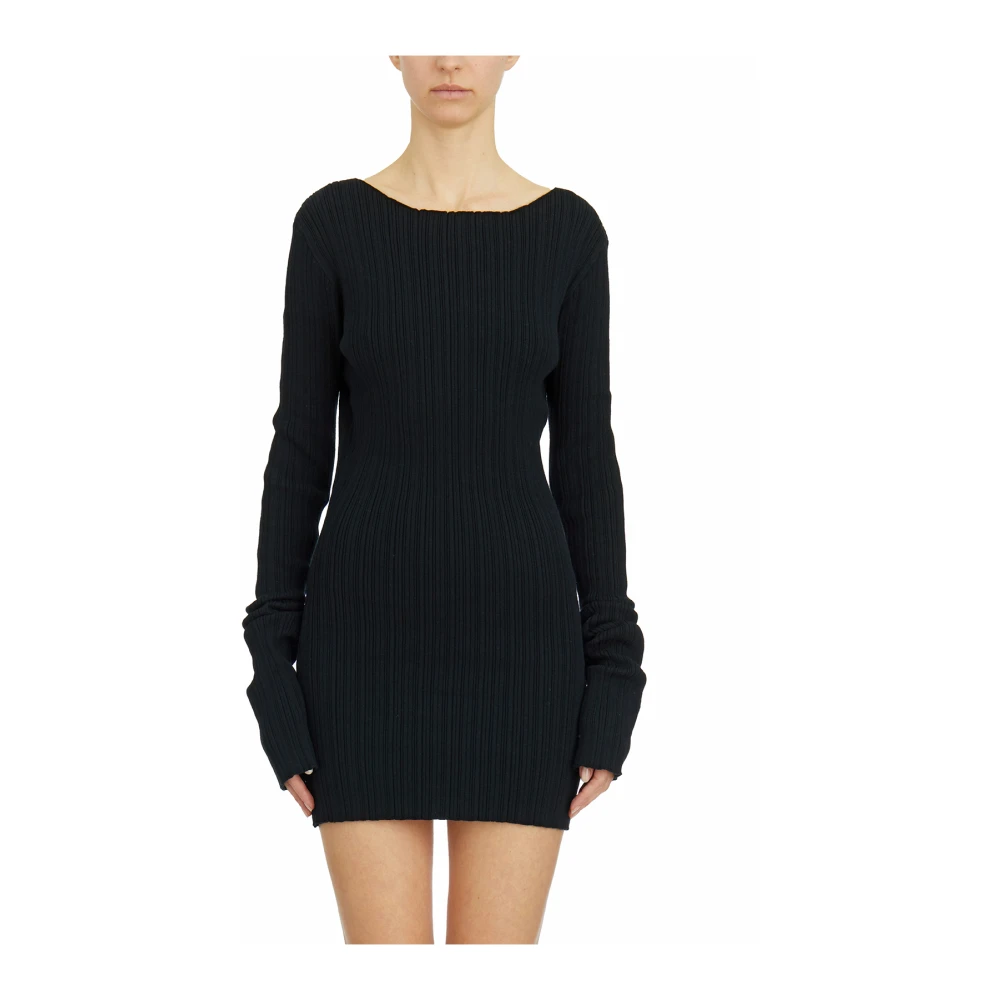 Entire Studios Zwarte Gebreide Jurk met Lange Mouwen Black Dames