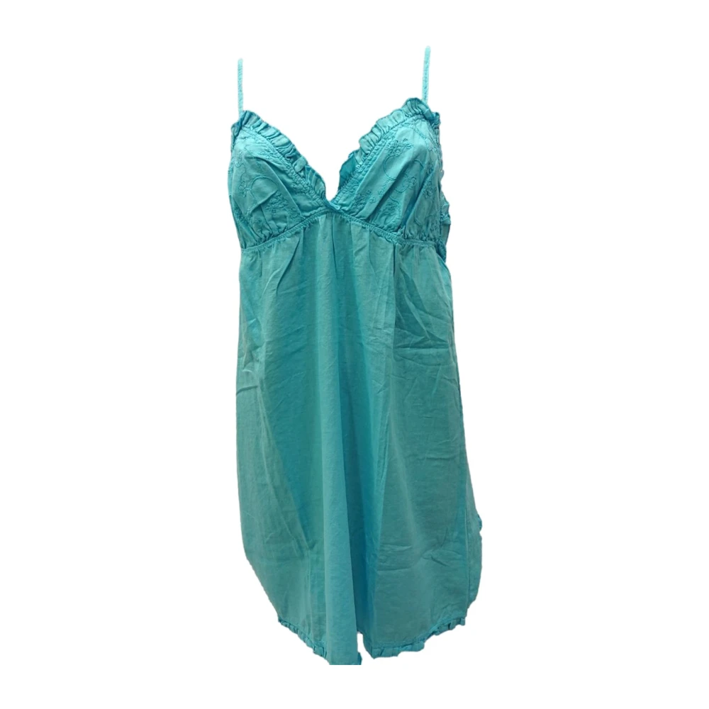 Emporio Armani Enfärgad klänning med rynkad halslinning Blue, Dam