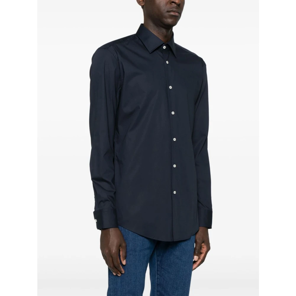 Hugo Boss Blauwe Button-Up Shirt Gekromde Zoom Blue Heren
