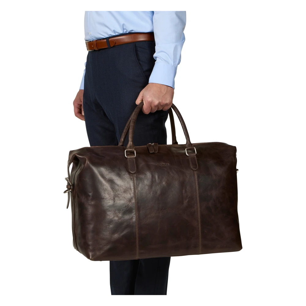 Howard London Donkerbruine Leren Weekendtas Brown Heren