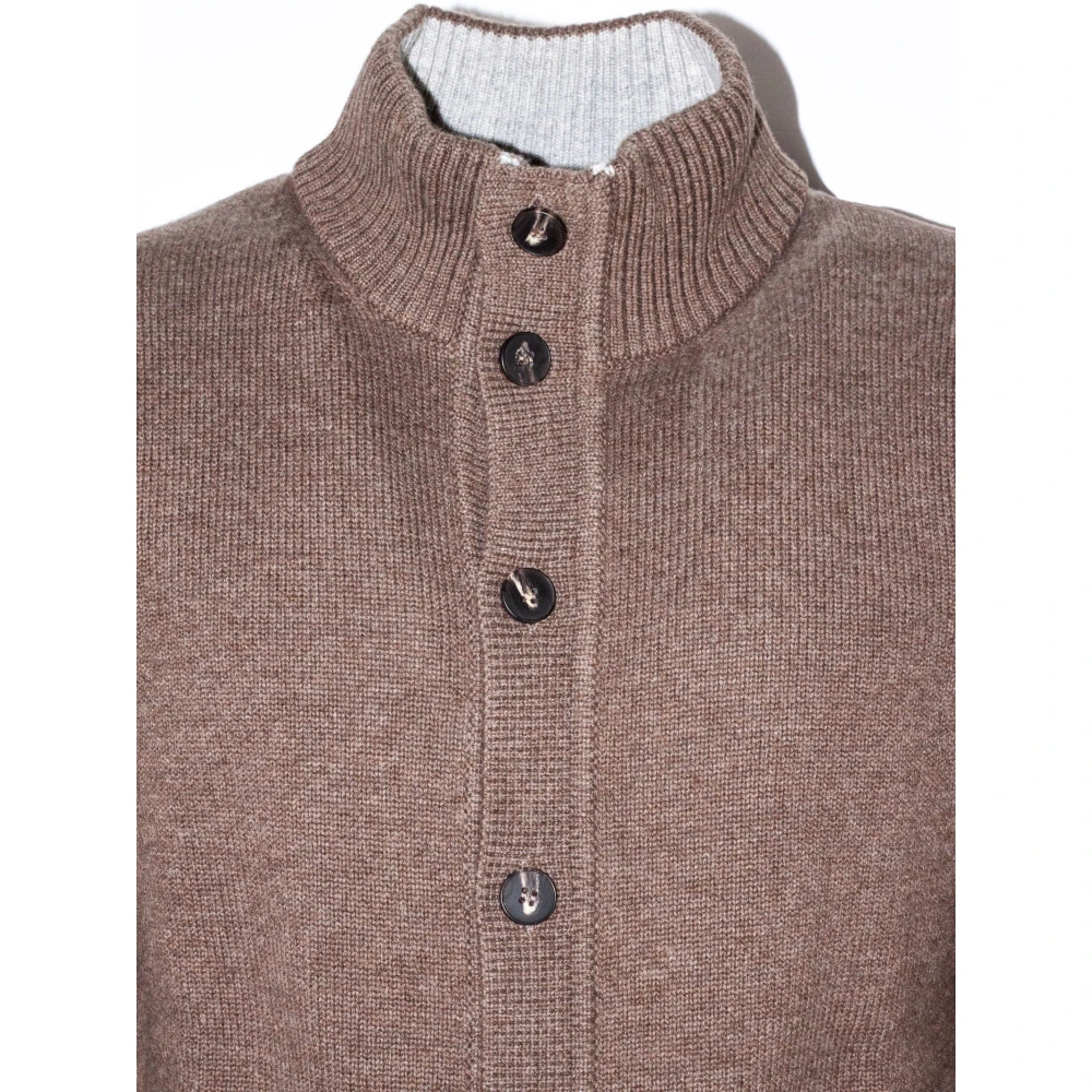Kangra Bruine Wol Kasjmier Vest Hoge Kraag Brown Heren