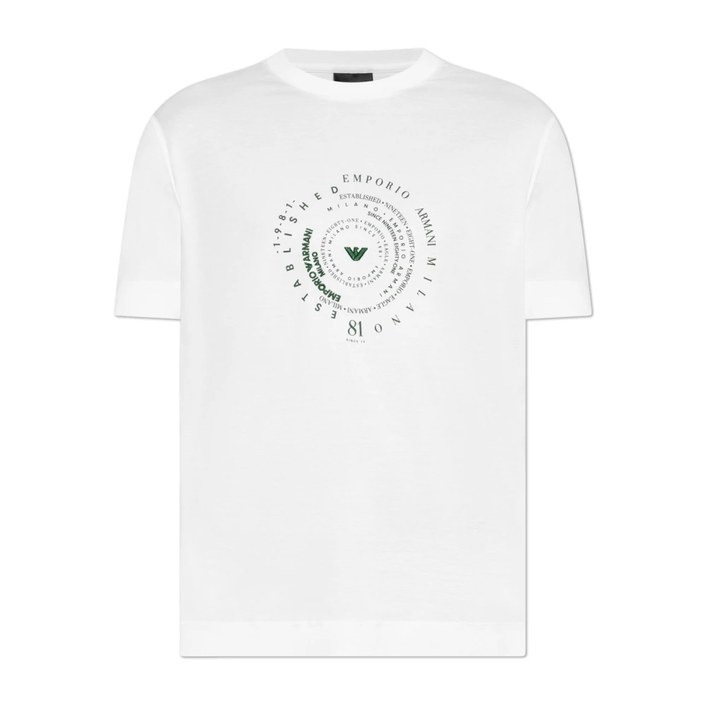 Emporio Armani Herr Vit Toppar L, Bomull, Printed T-Shirt