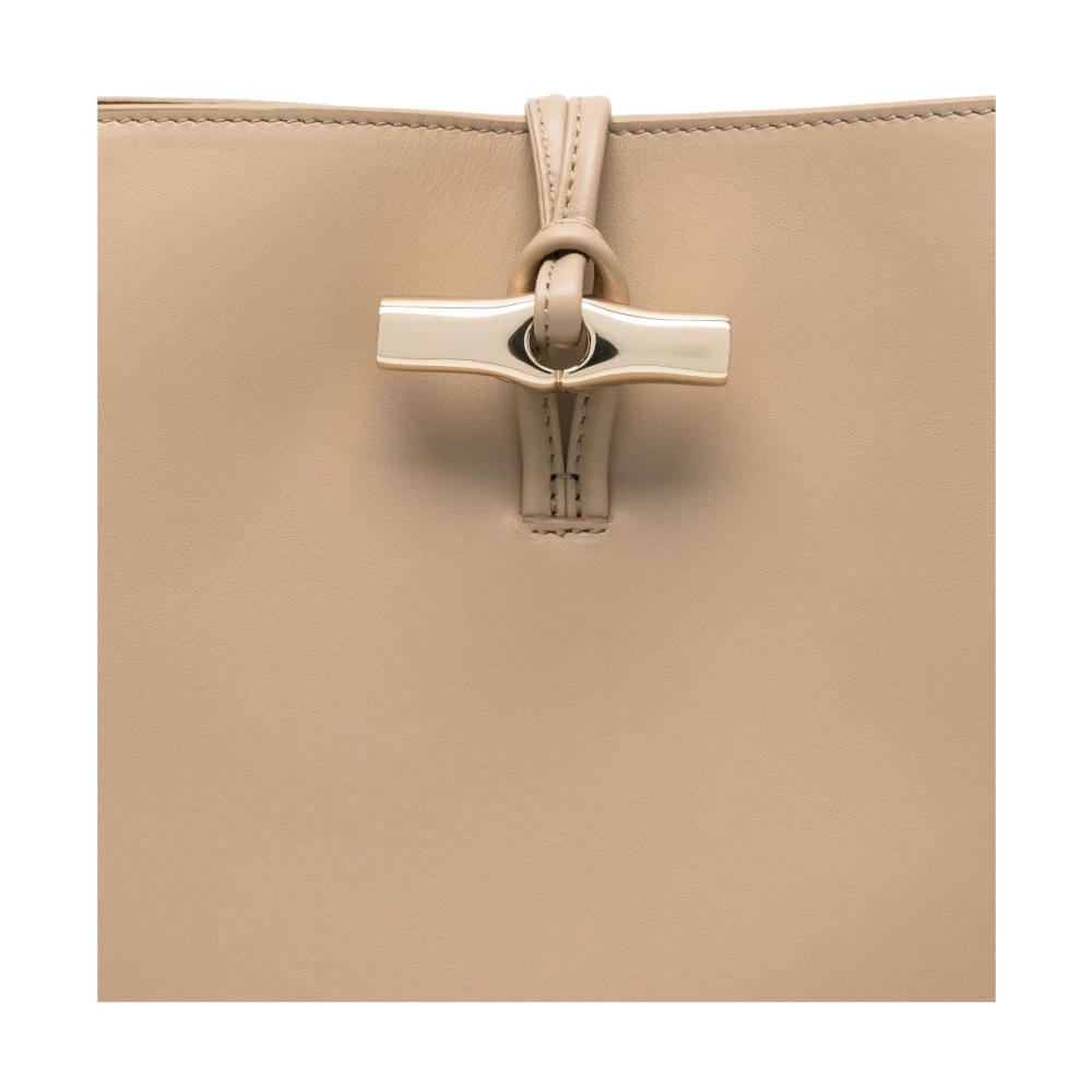 Longchamp Root Gold-Tone Calfskin Tassen Beige Dames