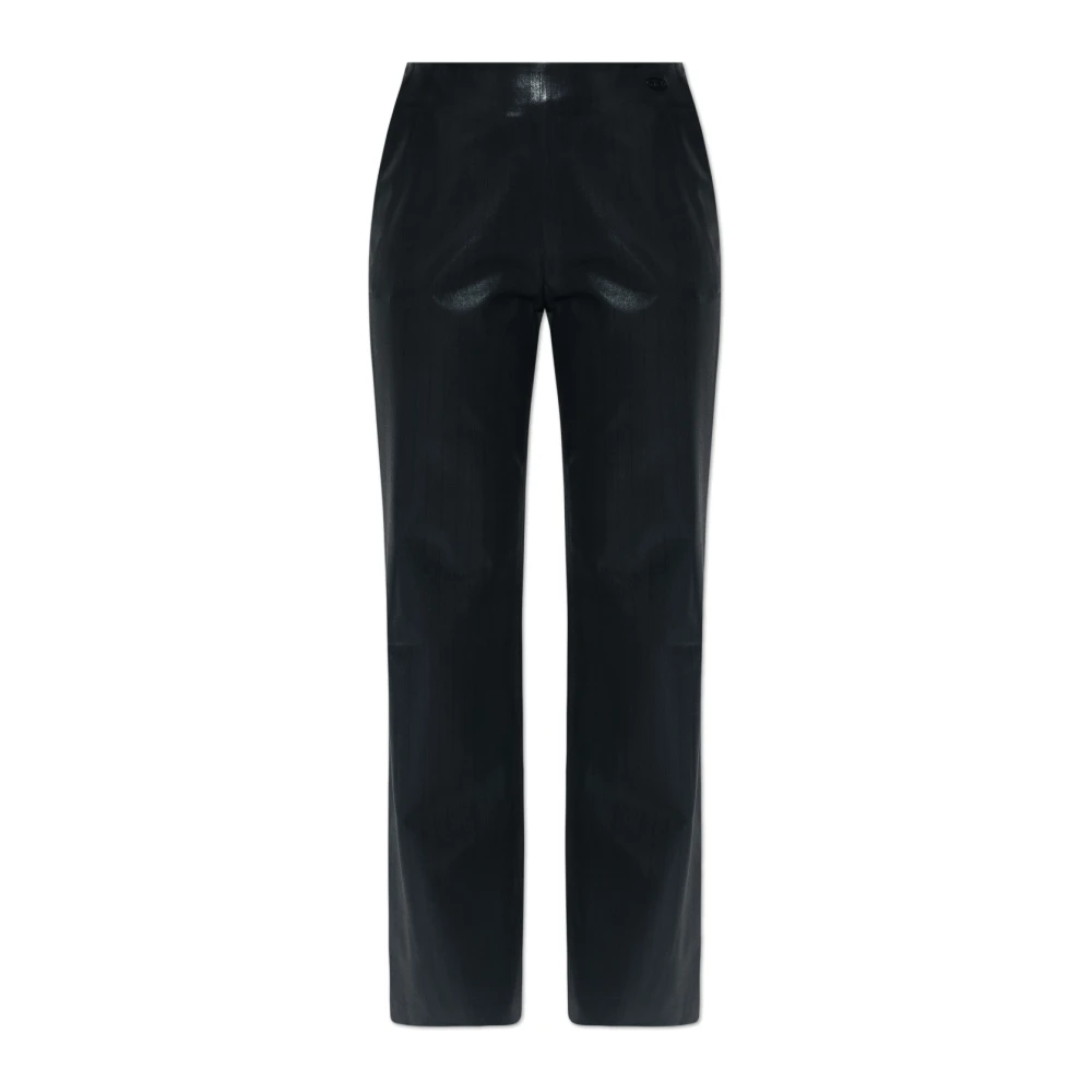 Diesel Kvinno Svart Byxor Dam, 3XS, Polyester, Ribbade Utsvängda Byxor