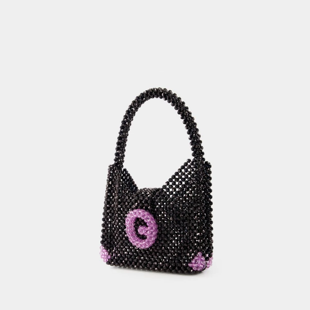 Germanier Kralen Hobo Crossbody Tas Zwart Black Dames