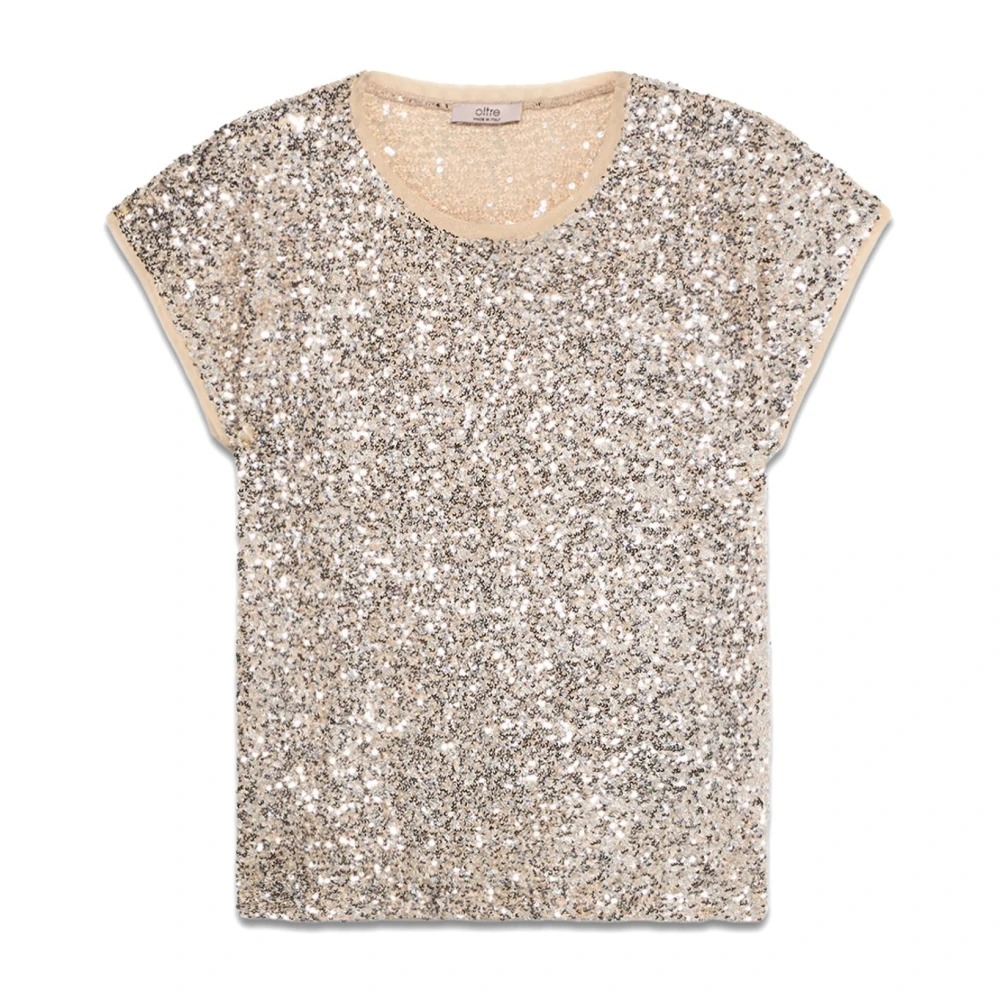 Oltre Tule blouse met volledige pailletten Gray Dames