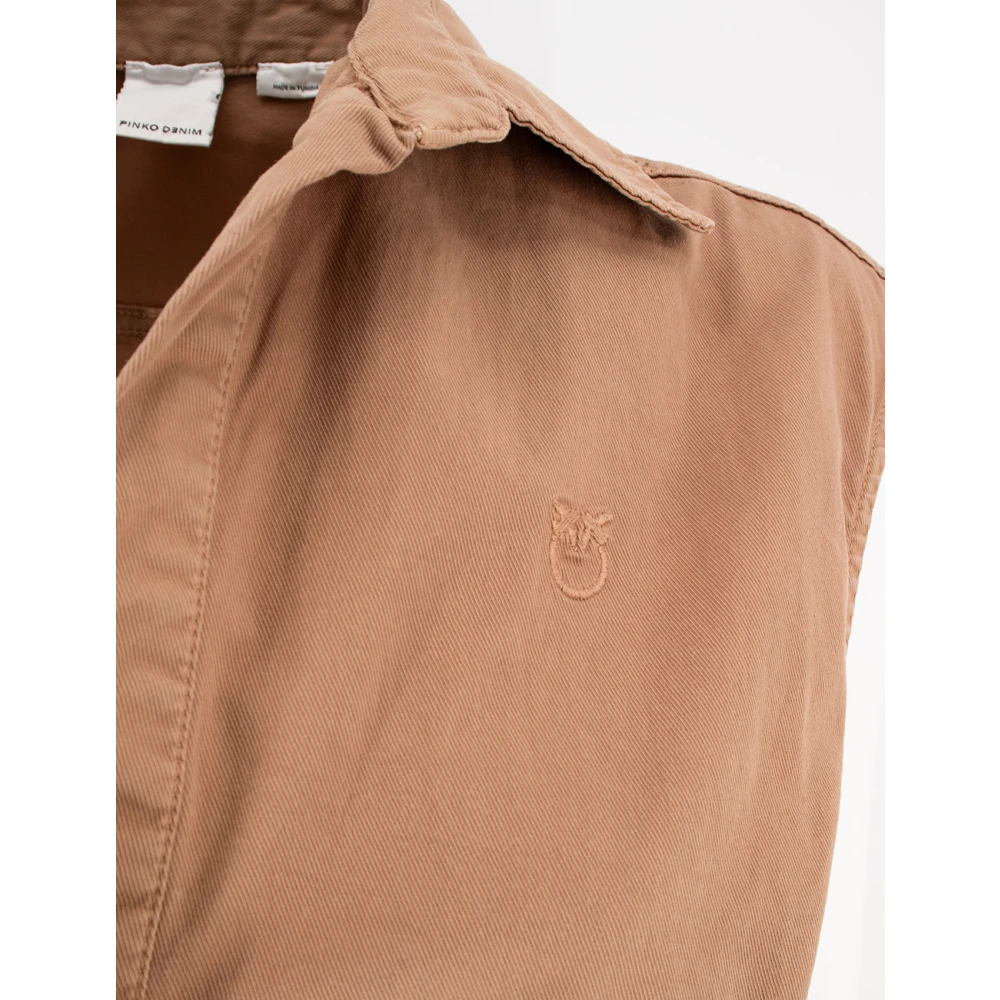 pinko Mouwloze Stretch Katoenen Overall met ritssluiting zakken Black Dames