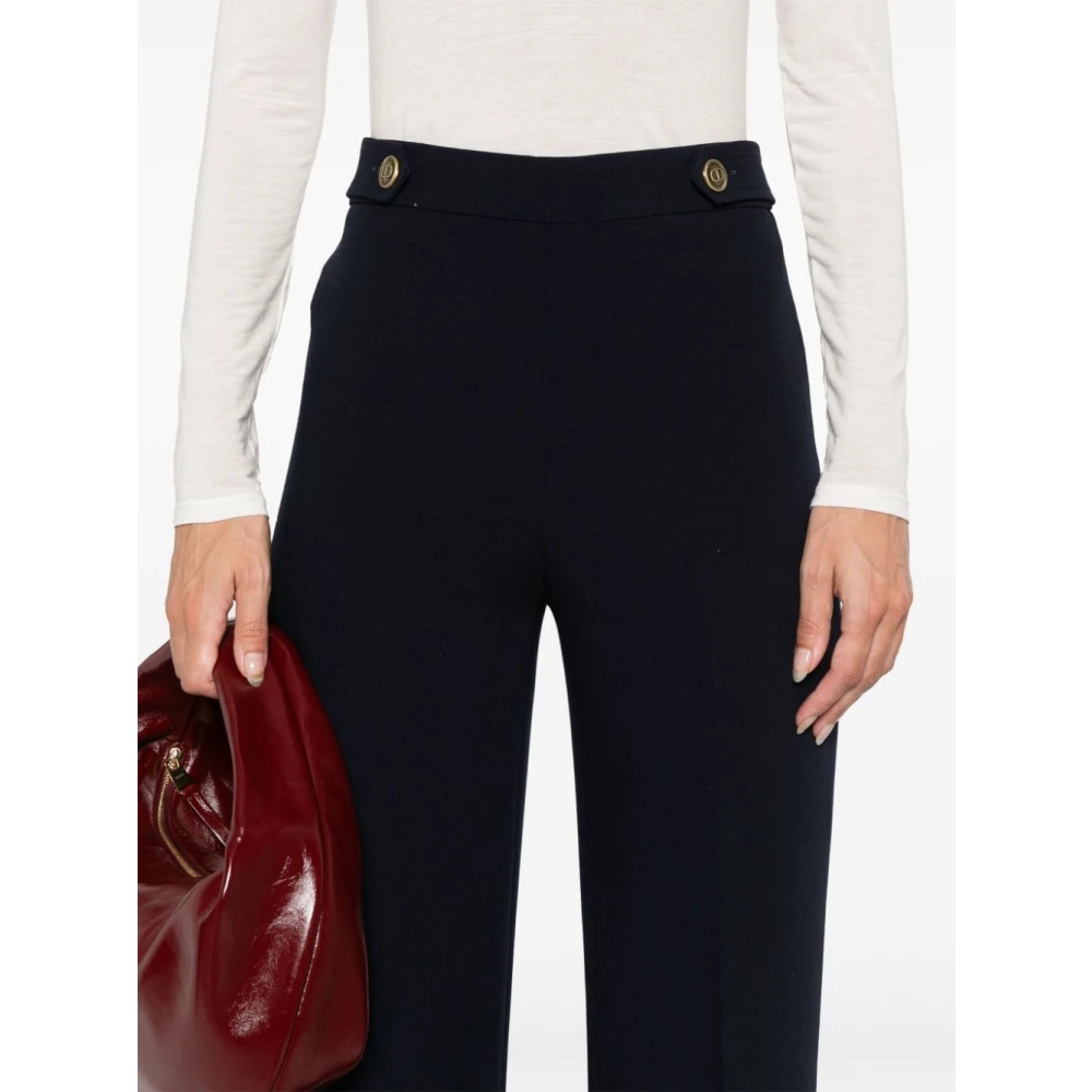 Twinset Navy Blauwe Hoge Taille Broek Blue Dames