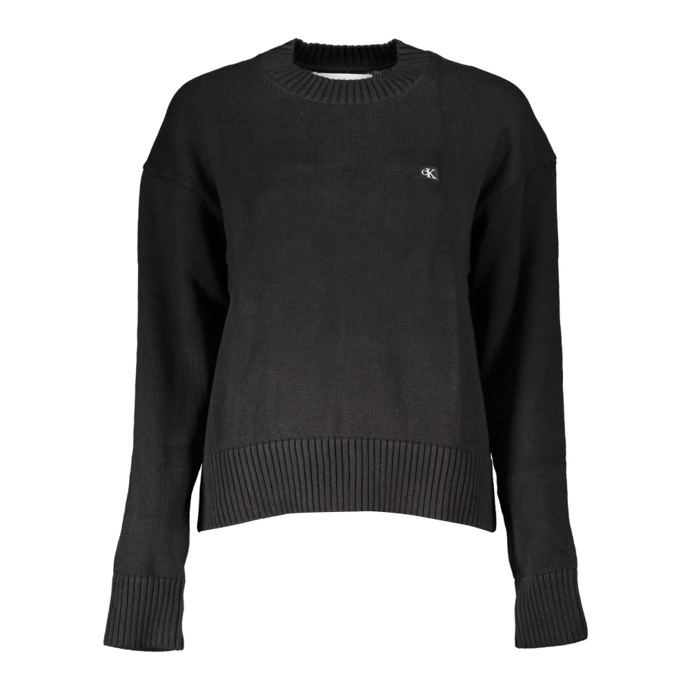 Calvin Klein Zwarte Katoenen Top met Lange Mouwen Black Dames