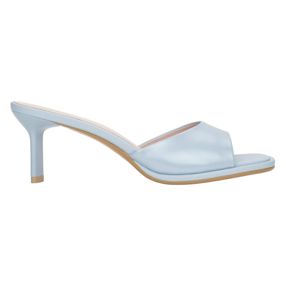 Estro Blue Heeled Mules, Female, 6 Uk, Heeled Leather Mules