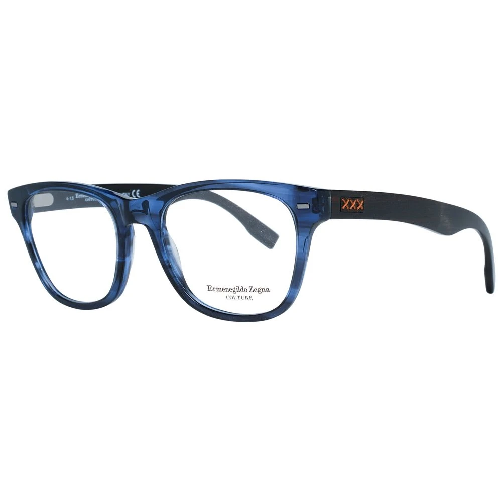 Zegna Men's Blue Glasses, One Size, Optical Frames Trapezium Style