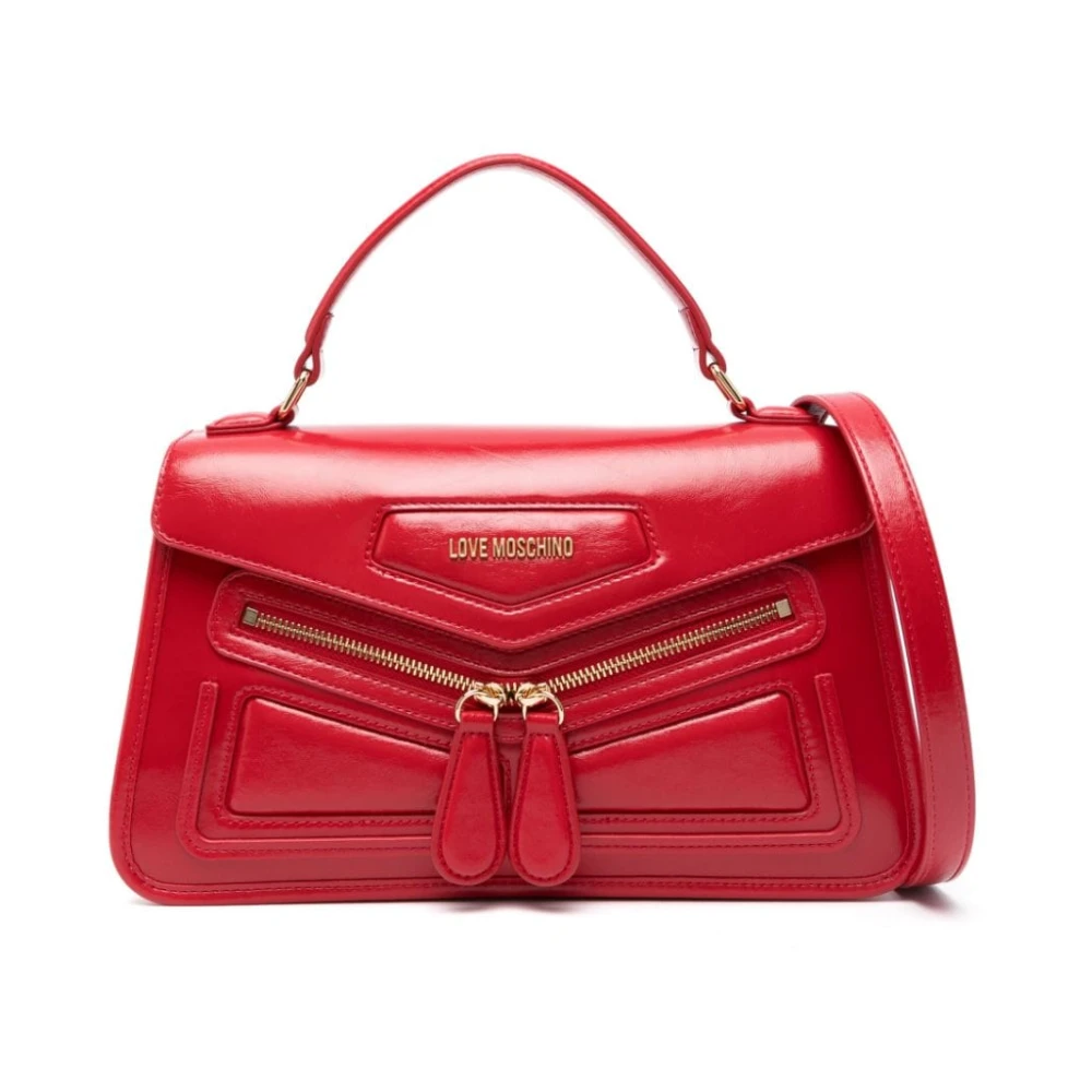 Love Moschino Rode Schoudertas van Leer Red Dames