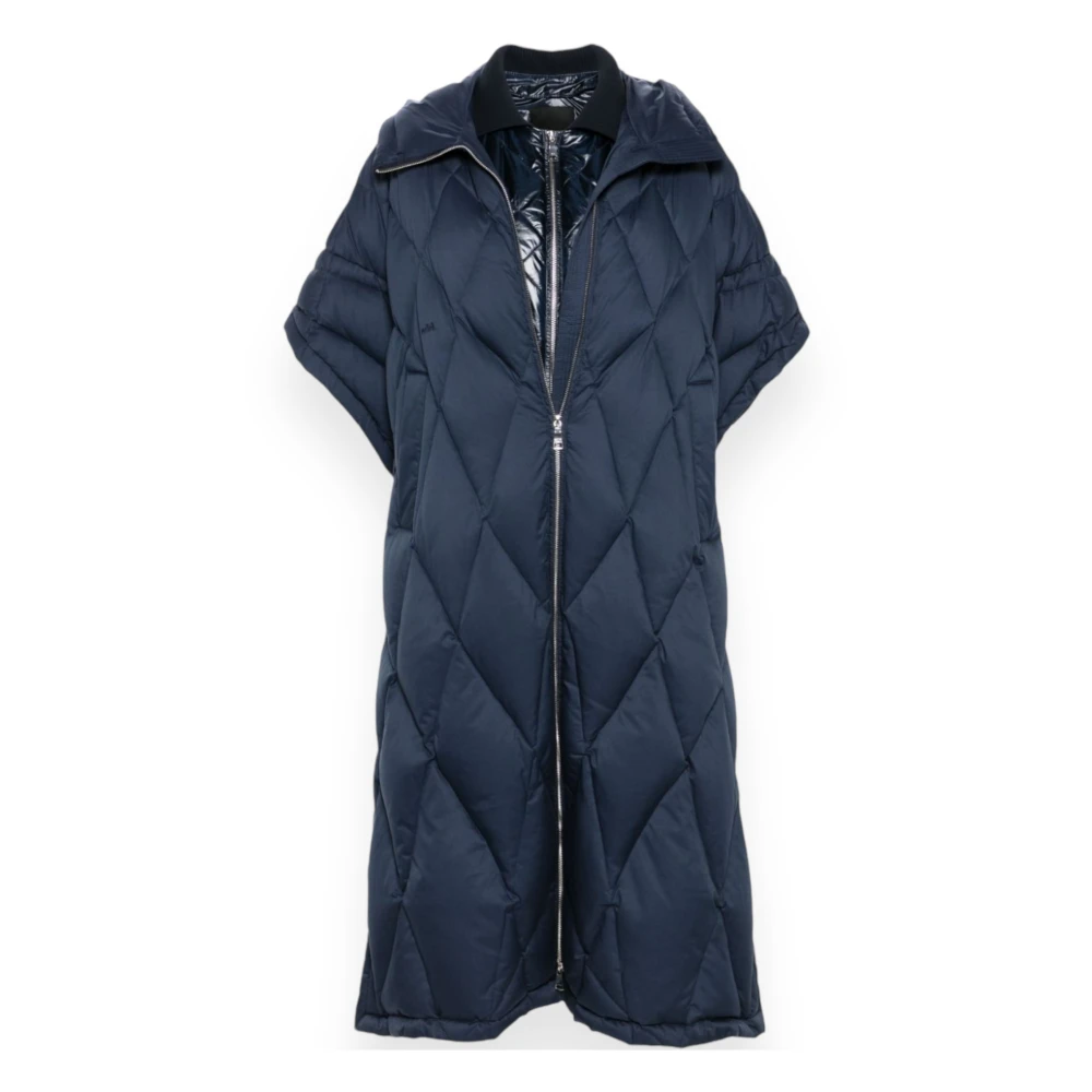 Add Lang geruit donsjack Blue Dames