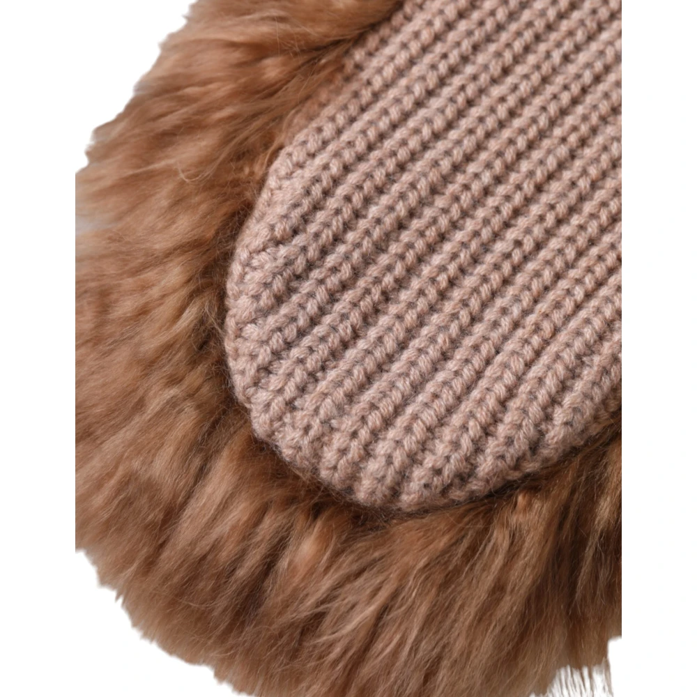 Dolce & Gabbana Bruine Kasjmier Gebreide Bontwanten Brown Dames