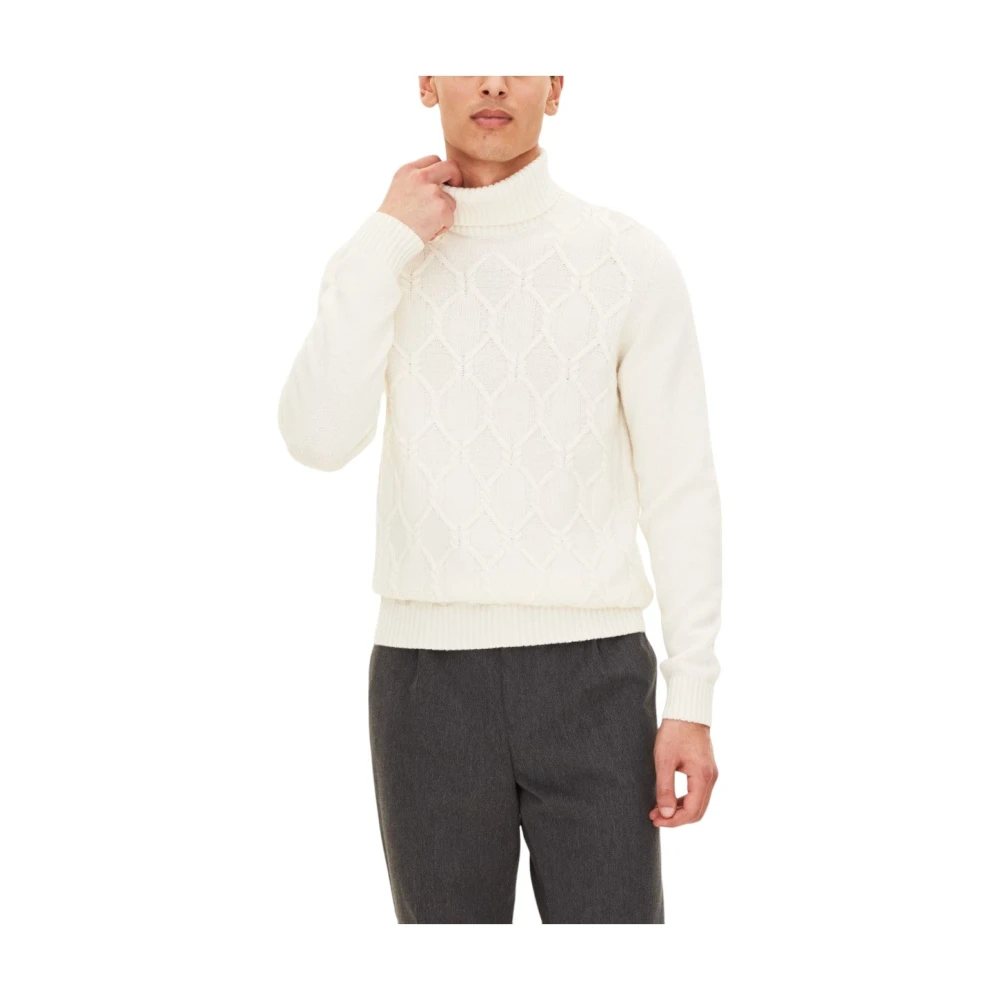 Oscar Jacobson Beige Rollneck Trui Structuur White Heren