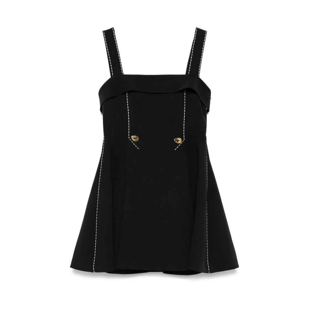 Stine Goya Zwarte Jurk met Vierkante Hals en Plooien Black Dames
