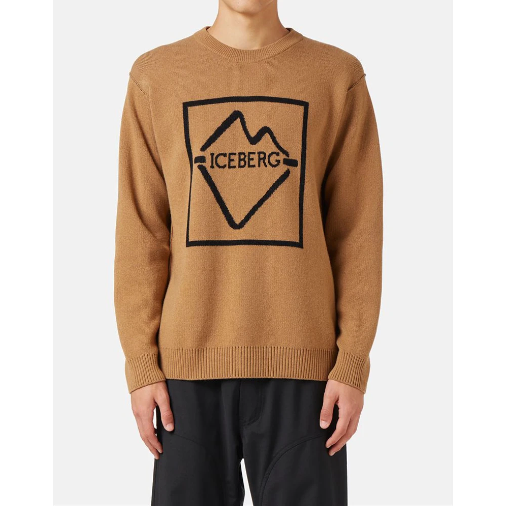 Iceberg Trui met ronde hals van wolmix Brown Heren