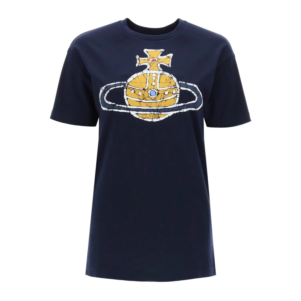 Vivienne Westwood Verdraaid Orb Logo T-Shirt Blue Dames
