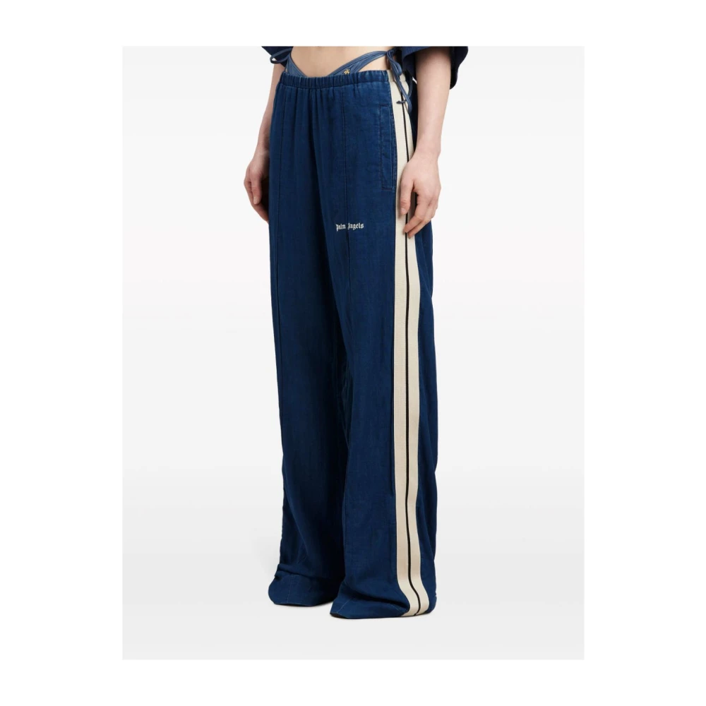 Palm Angels Wide Trousers Blue Dames
