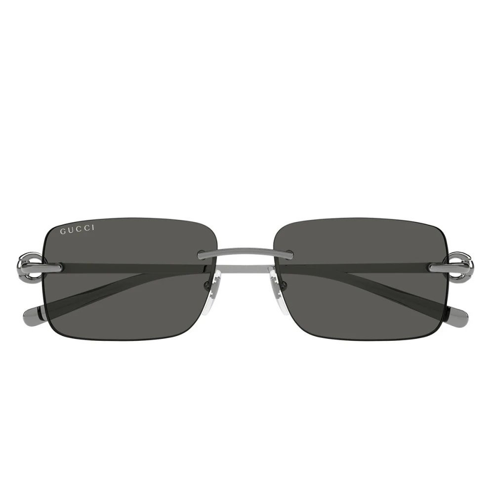 Gucci Unisex Gray Sunglasses, 55 Mm, Rectangular Rimless Sunglasses
