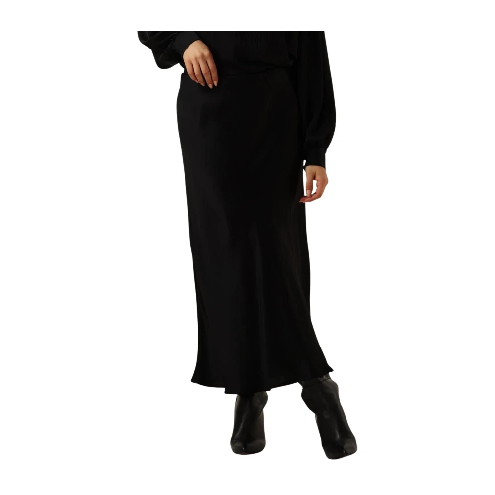 Summum Woman Zijden Midi Rok Elegante Stijl Black Dames