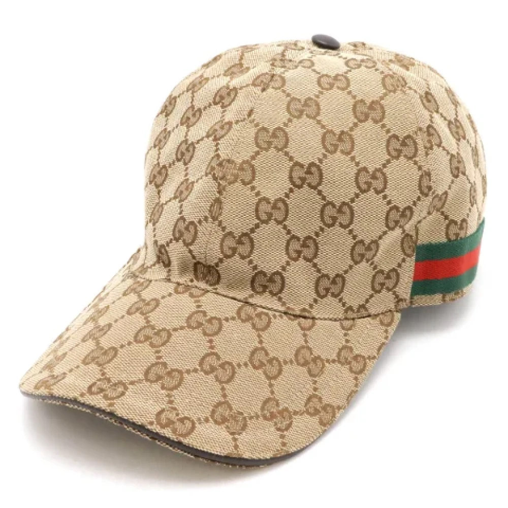 Gucci Vintage Pre-owned Canvas hats Beige Dames