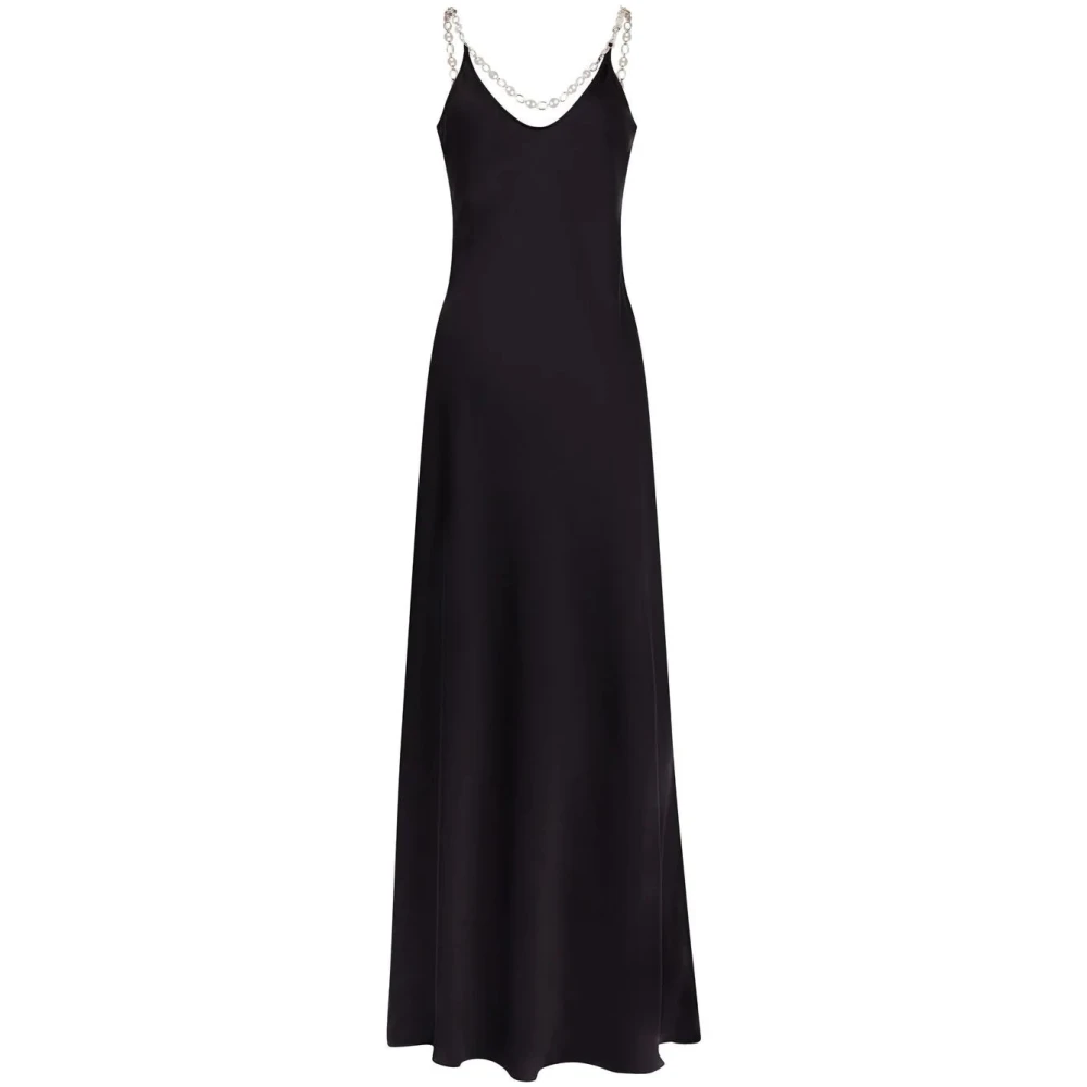Paco Rabanne Elegante Zwarte Maxi Jurk met Ketting Black Dames