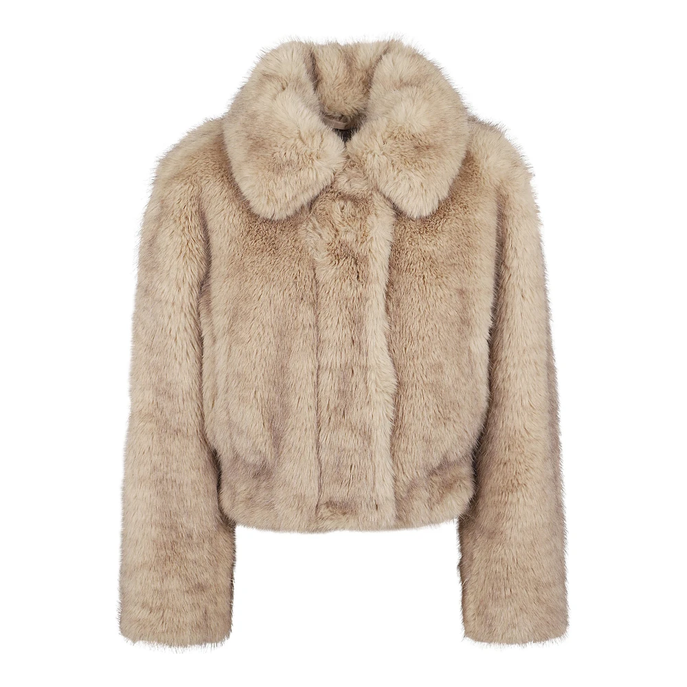 Stand Studio Luxe Faux Fur Shearling Jas Beige Dames