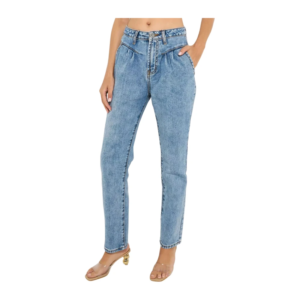 One Teaspoon Blauwe Marmer High Waist Jeans Blue Dames