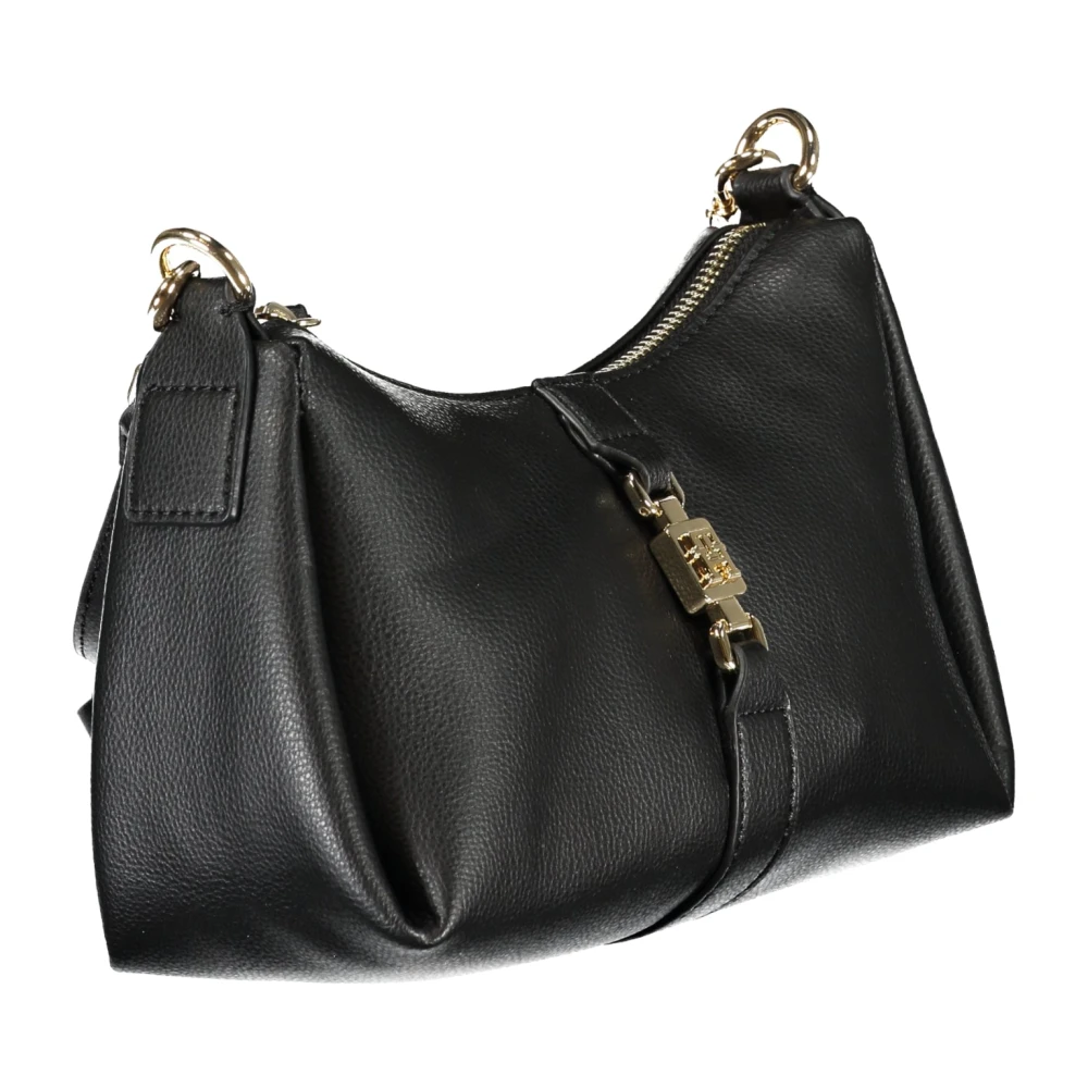 Tommy Hilfiger Zwarte Schoudertas met Ritssluiting Black Dames
