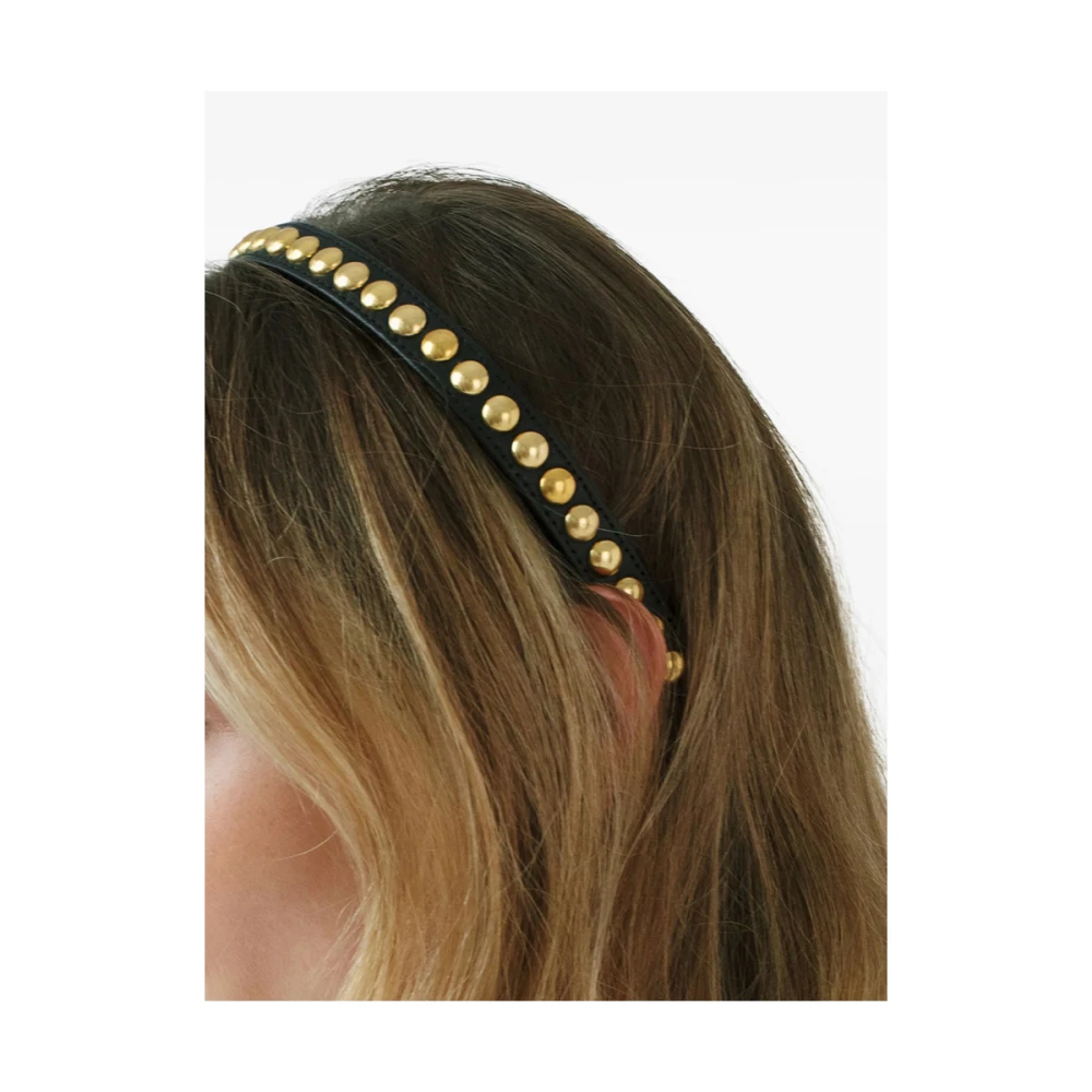 Jennifer Behr Zwart Lamsvacht Goudkleurige Stud Haaraccessoire Black Dames