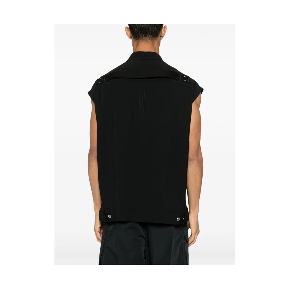 Rick Owens Mouwloos Gilet met Sluiting aan de Voorkant Black Heren