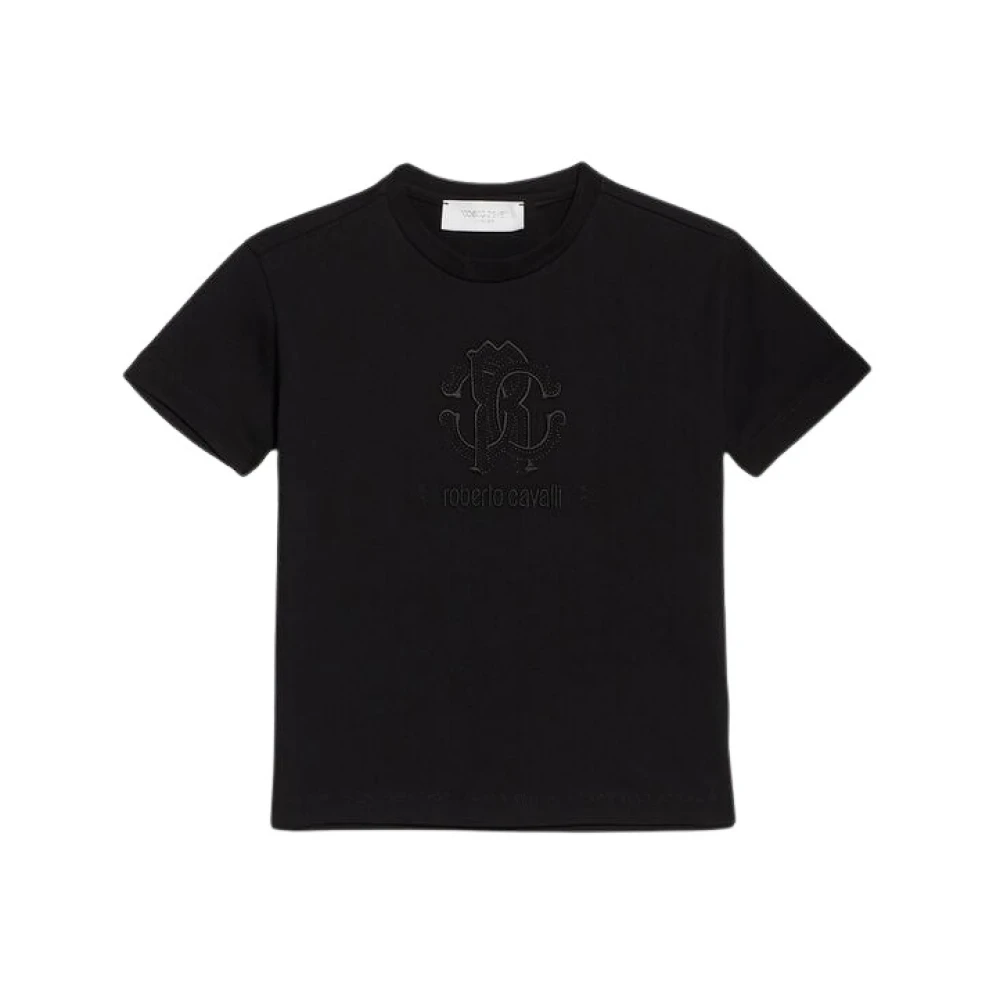 Roberto Cavalli Men's Black T-Shirt With Rc Monogram And Logo