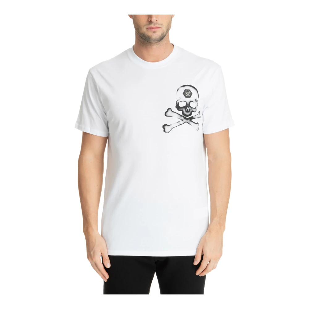 Philipp Plein Gestreept Logo T-shirt White Heren