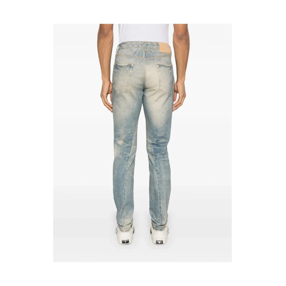 Purple Brand Blauwe Jeans met Logo en Knopen Blue Heren