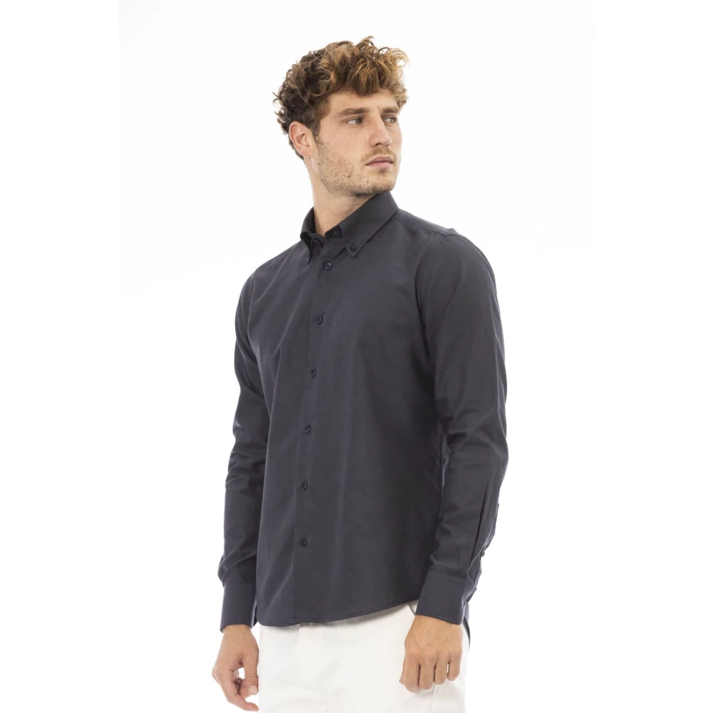 Baldinini Oxford overhemd met knoopsluiting Gray Heren