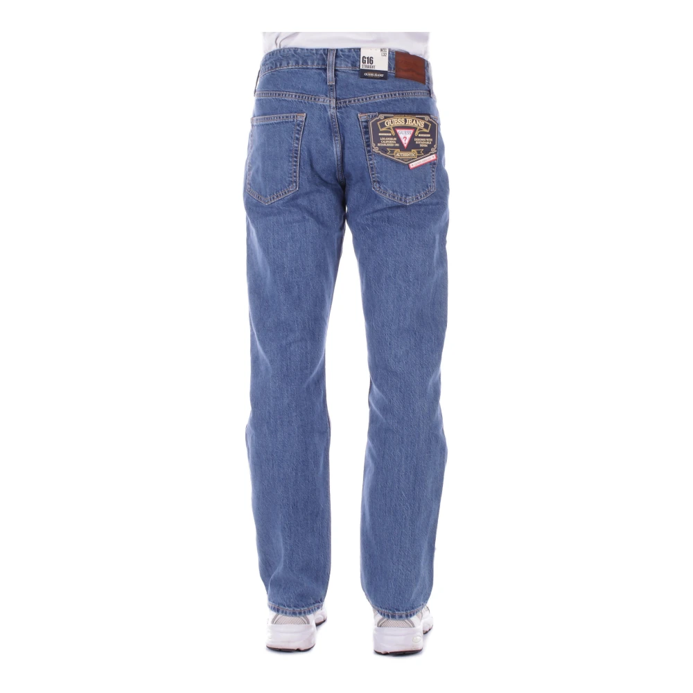 Guess Logo Rits Jeans Blue Heren