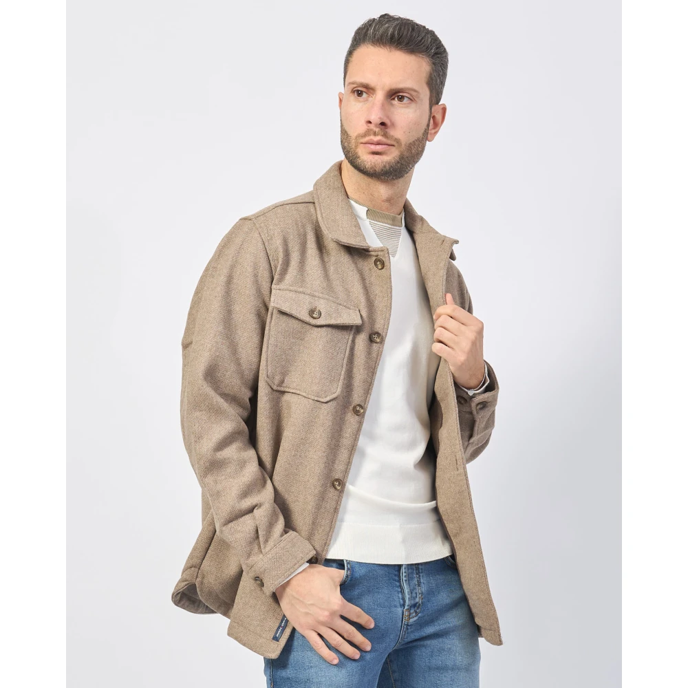 YES ZEE Heren oversized shirt van wolmix Beige Heren