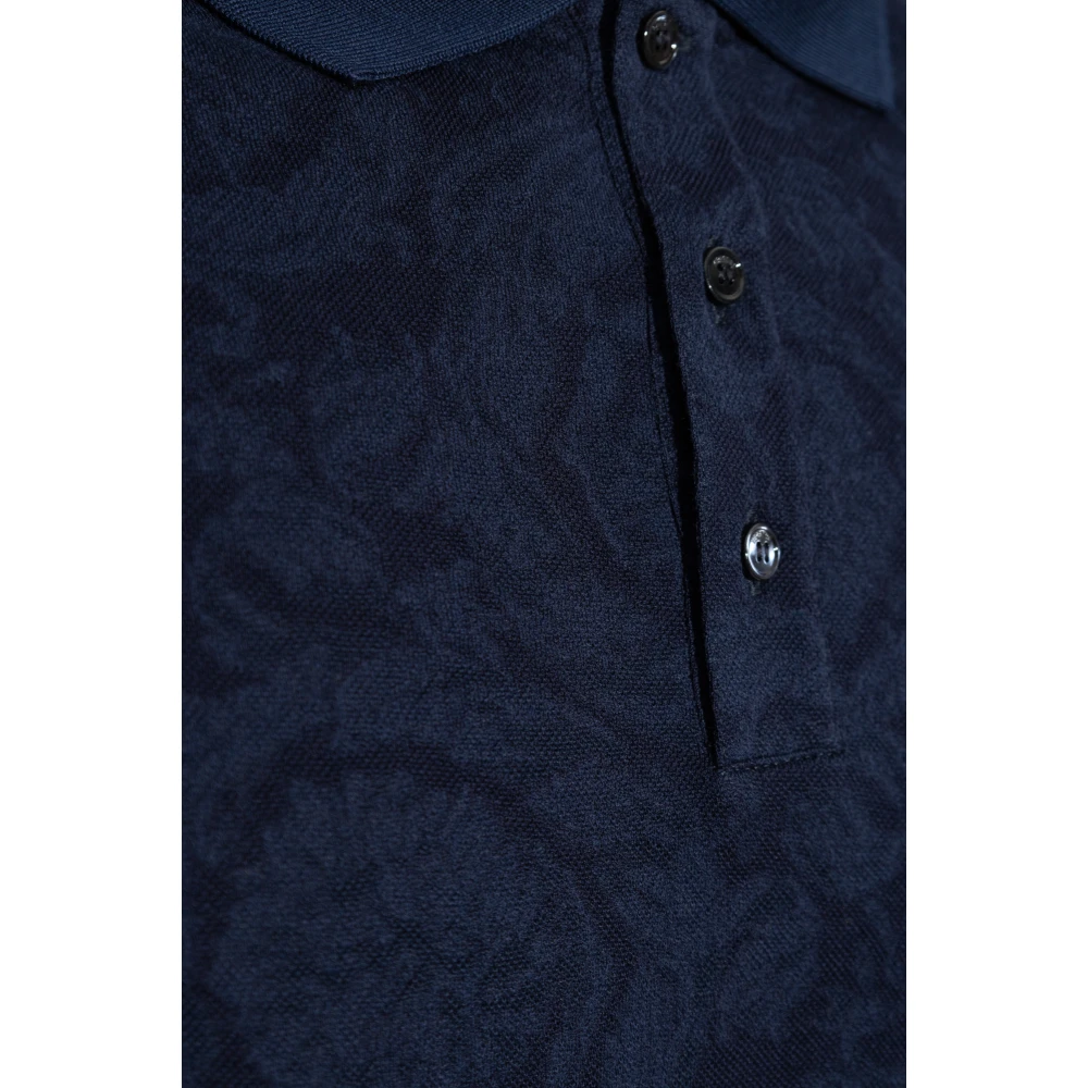 Versace Polo met Vbarocco patroon Blue Heren