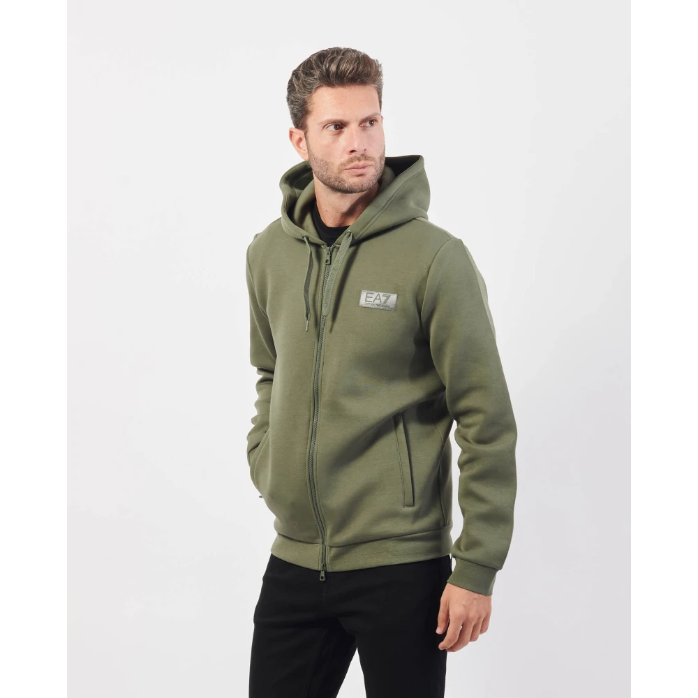 Emporio Armani Groene hoodie met volledige rits Green Heren