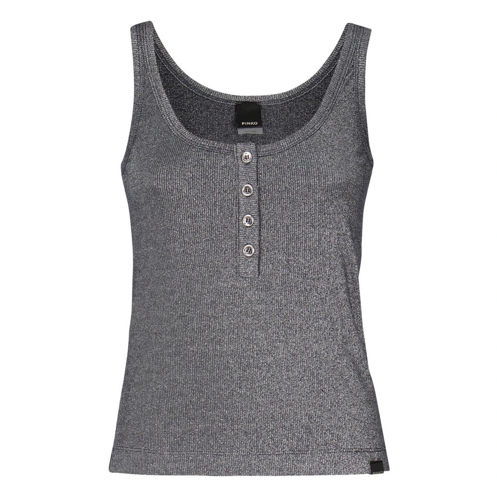 Pinko Grijze Metallic Gebreide Sweater Top Gray Dames