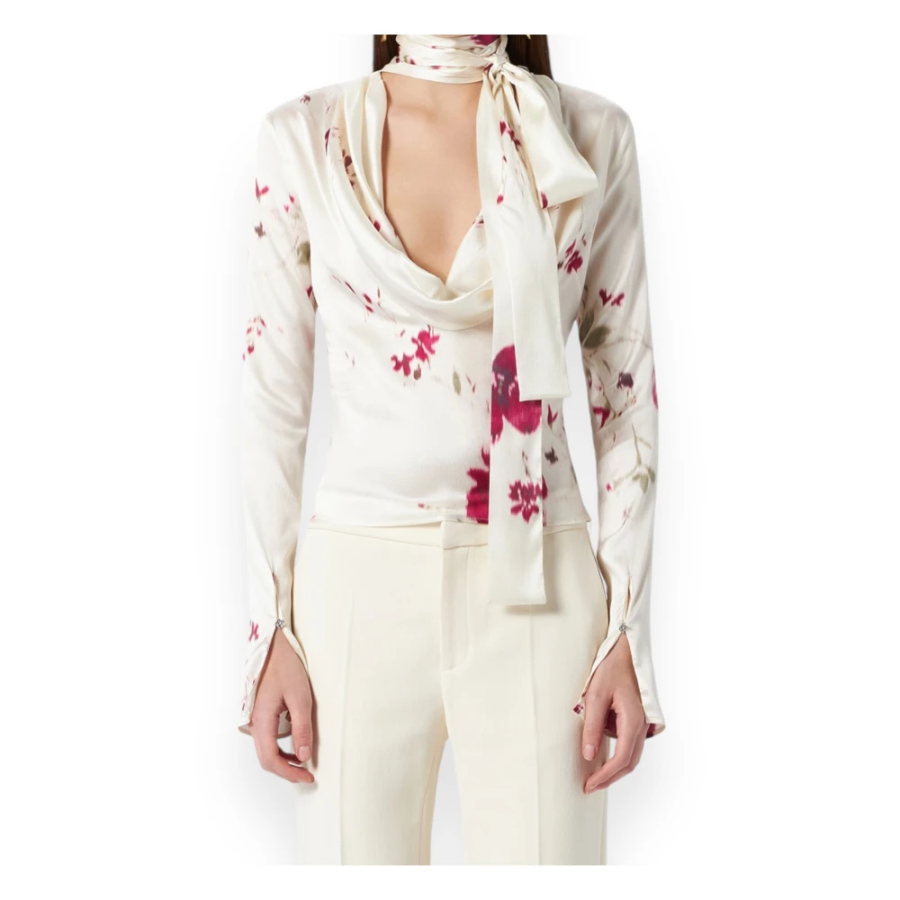 Blumarine Satin Print Blouse White Dames