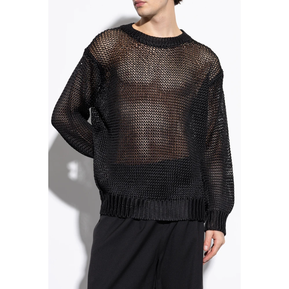 Jil Sander Zijden trui met decoratieve brei Black Heren